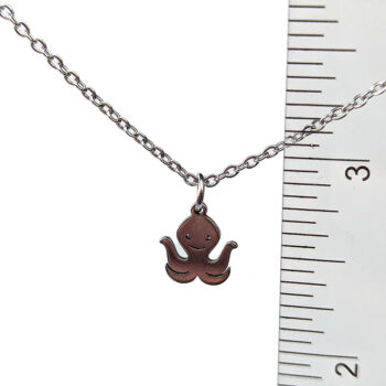 Stainless Steel Delicate Solid Octopus Silver Necklace - Image 2