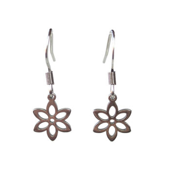 Stainless Steel Hollow Six Pointed Flower Silver Earrings - Image 4