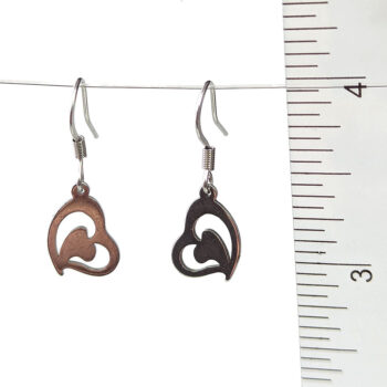 Stainless Steel Hollow Double Angle Heart Silver Earrings - Image 6