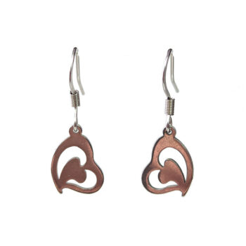 Stainless Steel Hollow Double Angle Heart Silver Earrings - Image 7