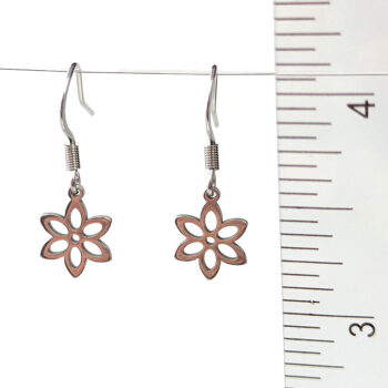 Stainless Steel Hollow Six Pointed Flower Silver Earrings - Image 7