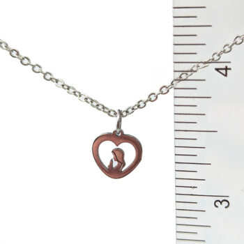 Stainless Steel Hollow Heart Woman Figure Silver Necklace - Image 2