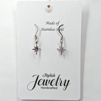 Stainless Steel Delicate Eight Pointed Star Silver Earrings - Image 3