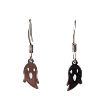 Stainless Steel Delicate Halloween Ghost Silver Earrings - Image 4