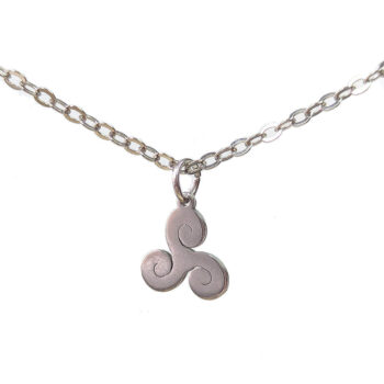 Stainless Steel Delicate Modern Triple Swirl Silver Necklace - Image 5