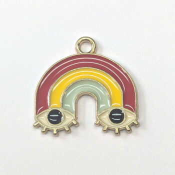 Red Yellow Blue Rainbow Eyes Enamel Charm Gold