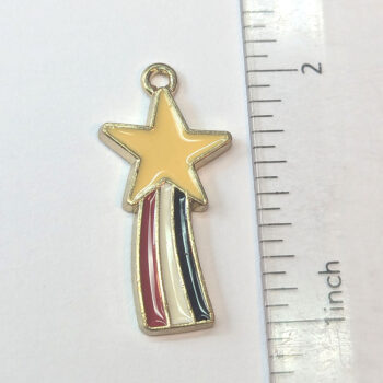 Yellow Red White Black Rainbow Star Enamel Charm Gold - Image 2