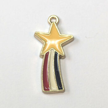 Yellow Red White Black Rainbow Star Enamel Charm Gold