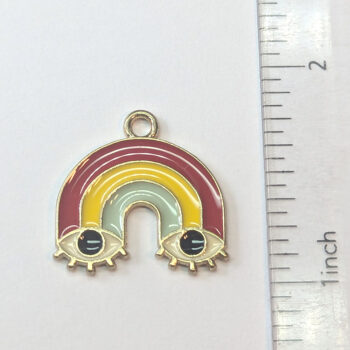 Red Yellow Blue Rainbow Eyes Enamel Charm Gold - Image 2