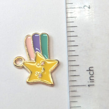 Pink Purple Green Rainbow Smiley Star Enamel Charm Gold - Image 2