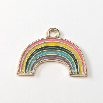 Colorful Rainbow Enamel Charm Gold