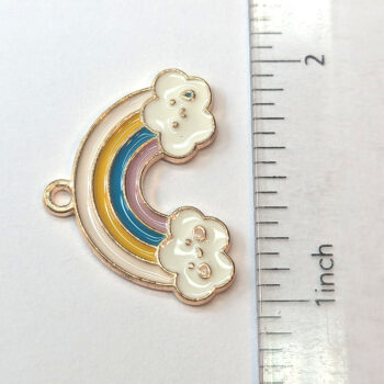 White Yellow Blue Pink Smile Clouds Enamel Charm Gold - Image 2