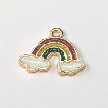 Red Yellow Green Rainbow Clouds Enamel Charm Gold - Image 3