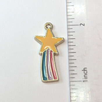 Yellow Green Purple Pink Rainbow Star Enamel Charm Gold - Image 2