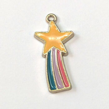 Yellow Green Purple Pink Rainbow Star Enamel Charm Gold