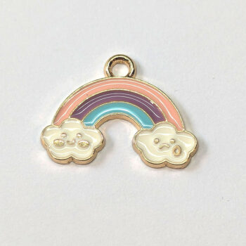 Purple Blue Pink Smile Clouds Enamel Charm Gold