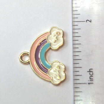 Purple Blue Pink Smile Clouds Enamel Charm Gold - Image 2