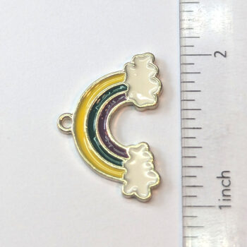 Green Yellow Purple Rainbow Clouds Enamel Charm Gold - Image 2