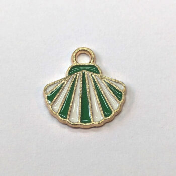 Green White Scallop Shell Enamel Charm Gold - Image 3