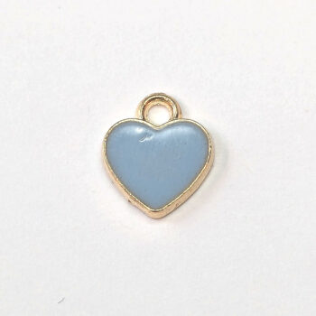 Small Light Blue Heart Enamel Charm Gold