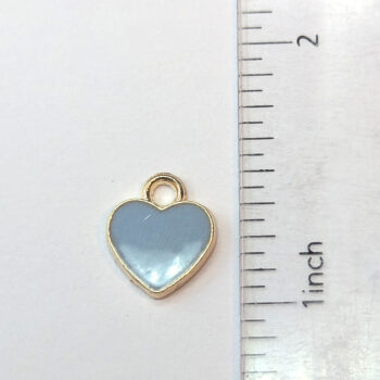 Small Light Blue Heart Enamel Charm Gold - Image 2