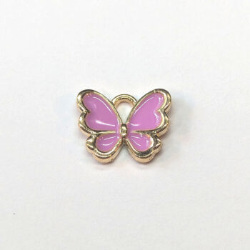 Small Lilac Purple Butterfly Enamel Charm Gold