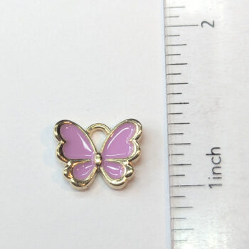 Small Lilac Purple Butterfly Enamel Charm Gold - Image 2