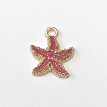 Red Starfish Enamel Charm Gold