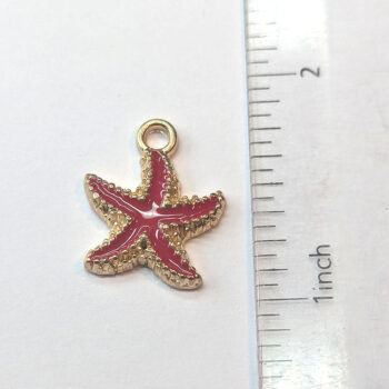 Red Starfish Enamel Charm Gold - Image 2