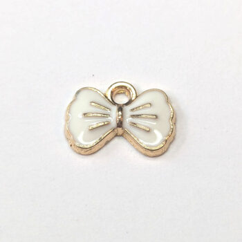 Dainty White Bow Enamel Charm Gold