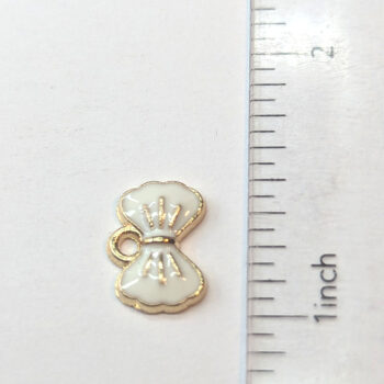 Dainty White Bow Enamel Charm Gold - Image 2