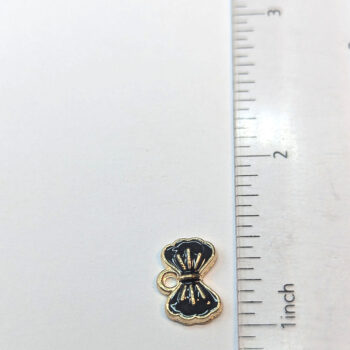 Dainty Black Bow Enamel Charm Gold - Image 2