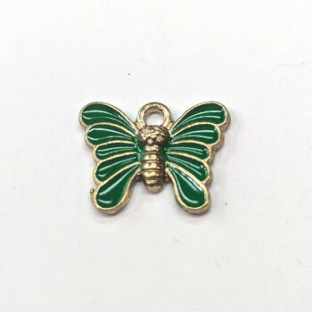 Gold Green Butterfly Enamel Charm