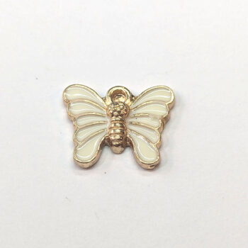 Gold White Butterfly Enamel Charm