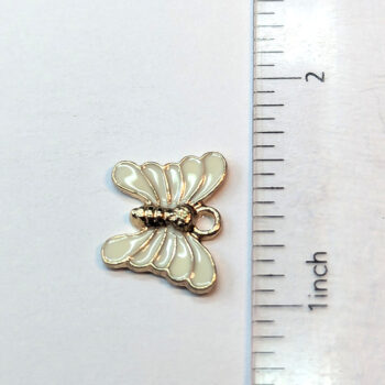 Gold White Butterfly Enamel Charm - Image 2