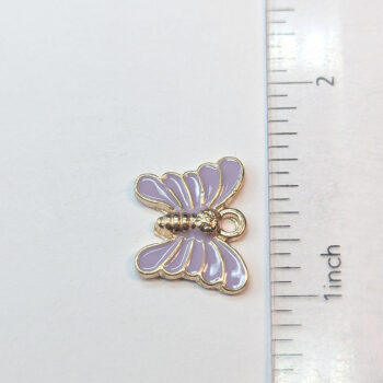 Gold Purple Butterfly Enamel Charm - Image 2