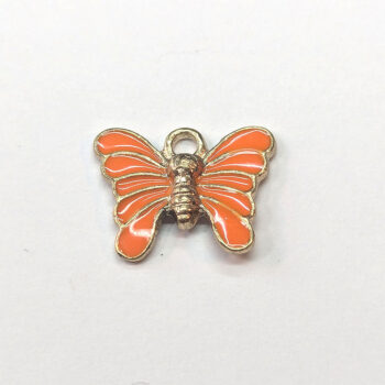 Gold Orange Butterfly Enamel Charm