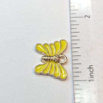 Gold Yellow Butterfly Enamel Charm - Image 2