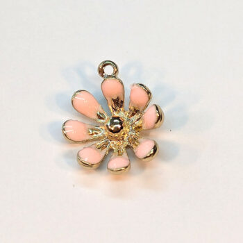 Pink Multi Petals Buttercup Flower Enamel Charm Gold