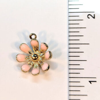 Pink Multi Petals Buttercup Flower Enamel Charm Gold - Image 2