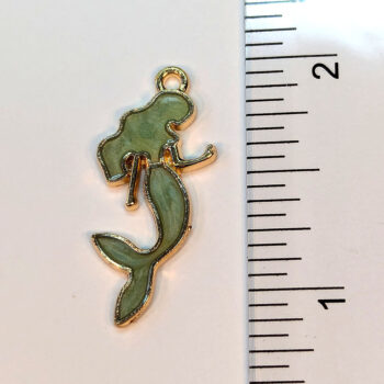 Green Mermaid Enamel Charm Gold - Image 2