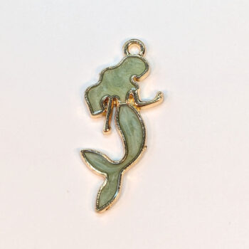 Green Mermaid Enamel Charm Gold