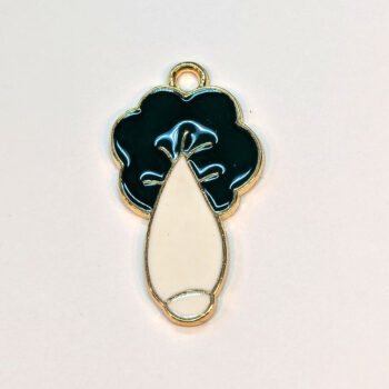 White Vegetable Enamel Charm Gold