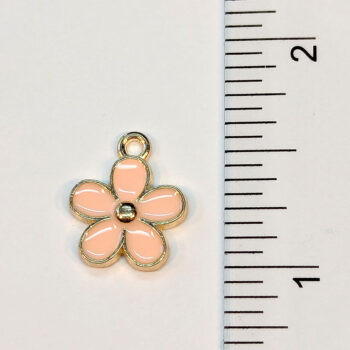 Pink Five Petal Flower Charm Gold - Image 2