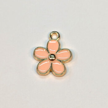 Pink Five Petal Flower Charm Gold