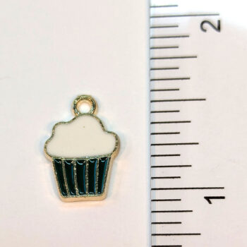 Green White Cupcake Enamel Charm Gold - Image 2