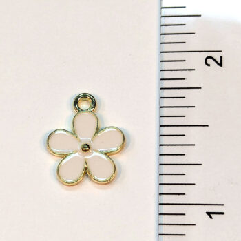 White Five Petal Flower Charm Gold - Image 2