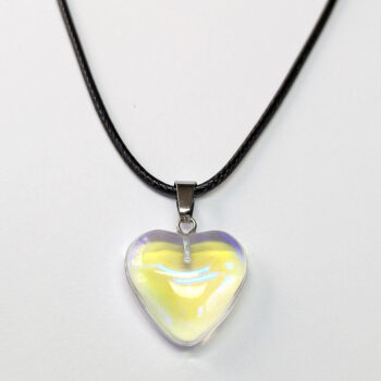 Clear Glass Heart Necklace Silver - Image 2