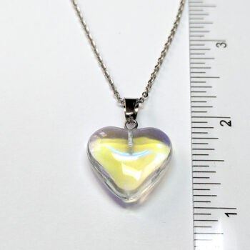 Clear Glass Heart Necklace Silver - Image 3