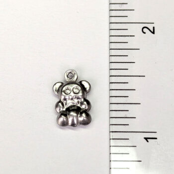 Stainless Steel Double-Sided Hollow Teddy Bear Charm Silver - Image 2